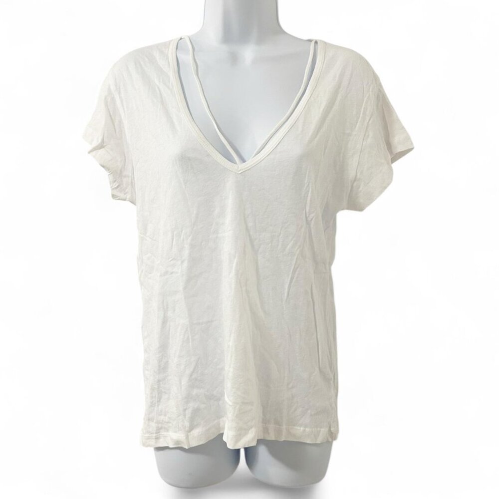Women’s LNA White T-Shirt cotton top Strappy Neutral Basic Western Size XS